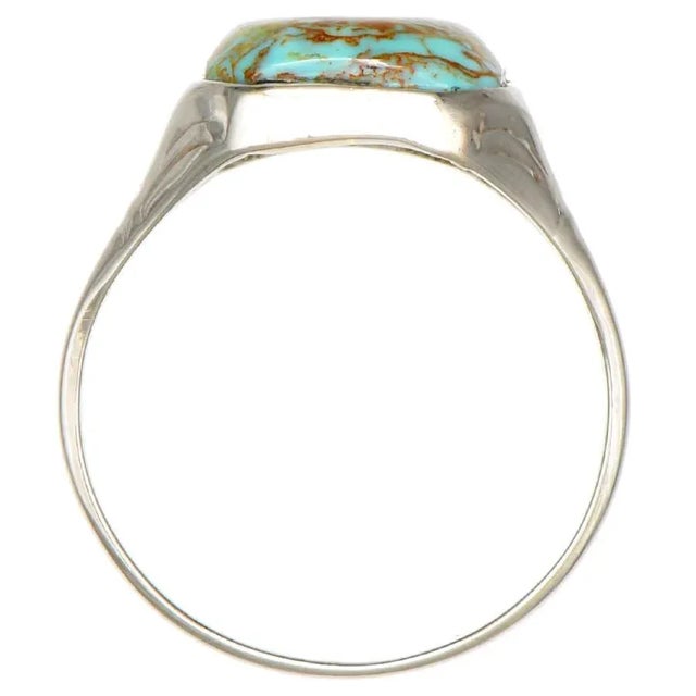 10KW Aqua Blue & Brown Swirl Gemstone Ring, size 9 For Sale - Image 4 of 5