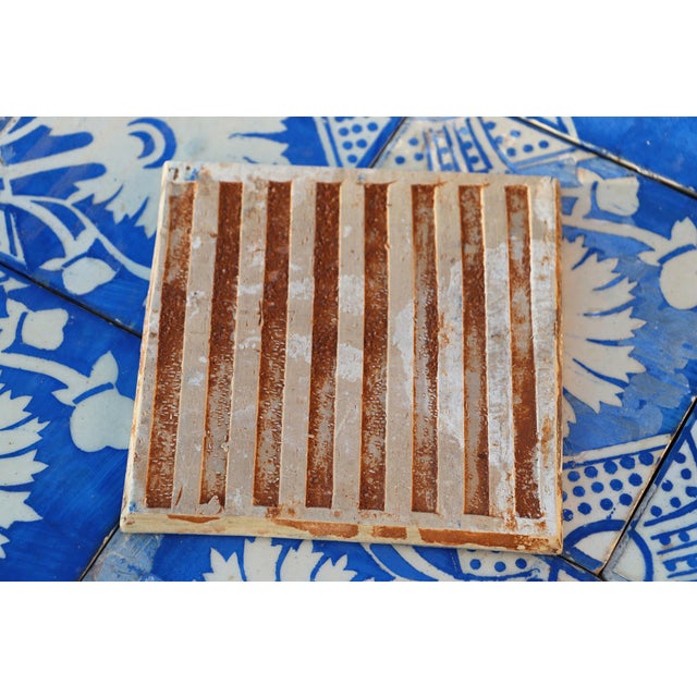 Rare Set of Forty Antique 19th Century Tiles Blue & White Floral Motif For Sale - Image 18 of 18