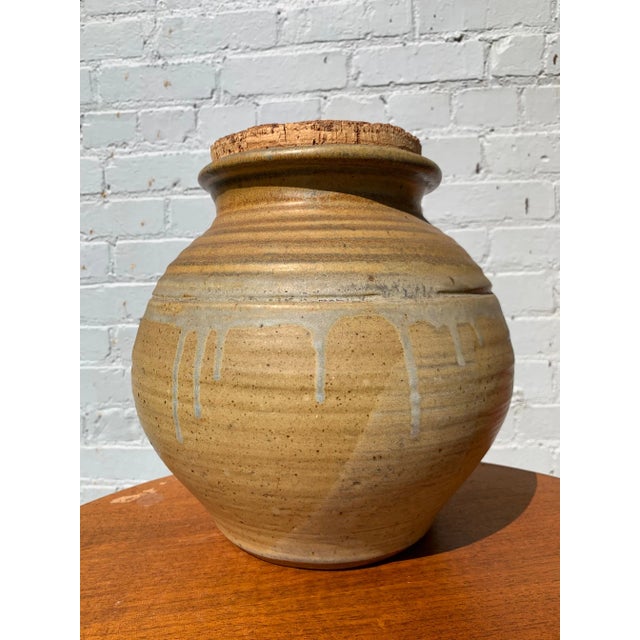 Large 1974 Studio Pottery Jar With Natural Cork Stopper For Sale - Image 11 of 11