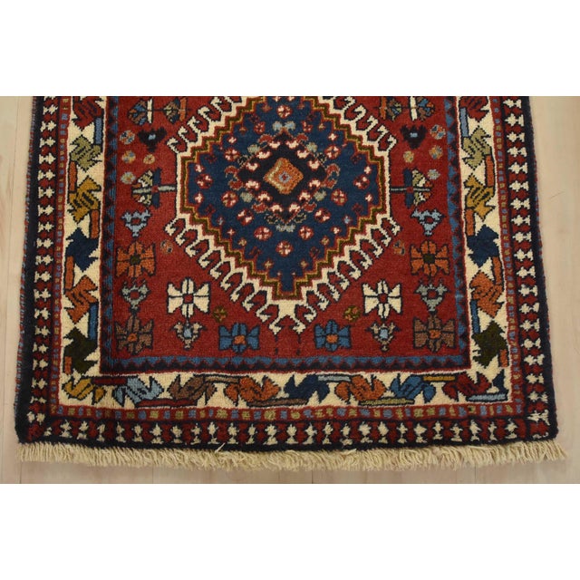 Textile Yalameh Runner 2′ X 6’2” Red Wool Vintage Tribal Hand-Knotted Oriental Rug For Sale - Image 7 of 10
