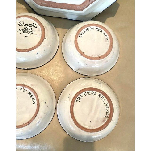 Blue Vintage Cactus Design Talavera 5 Piece Bowl Set For Sale - Image 8 of 9