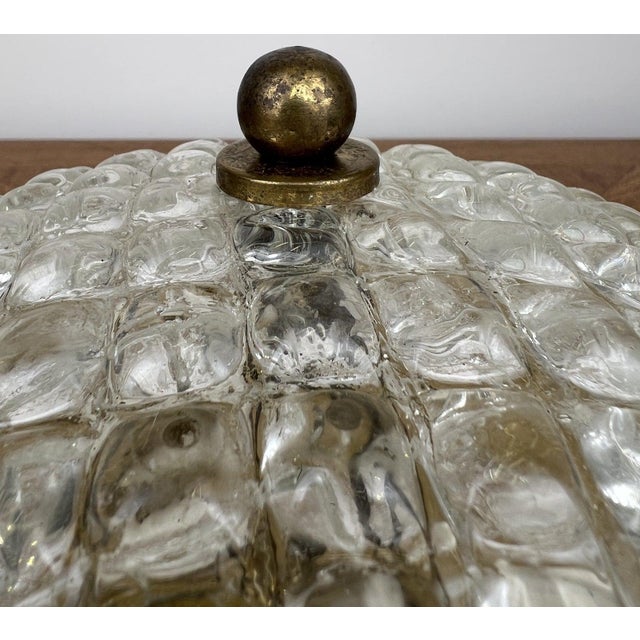 Vintage French Brass Ceiling Lamp in Glass For Sale - Image 11 of 16