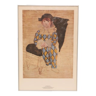 After Pablo Picasso - "Paul as Harlequin" Framed Lithograph Print For Sale