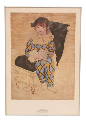 After Pablo Picasso - "Paul as Harlequin" Framed Lithograph Print