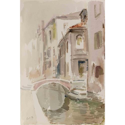 Carlo Ravagnan, View of Venice, 1980, Watercolor on Paper For Sale - Image 3 of 3