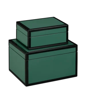 Currey & Company Green Lacquer Box Set of 2