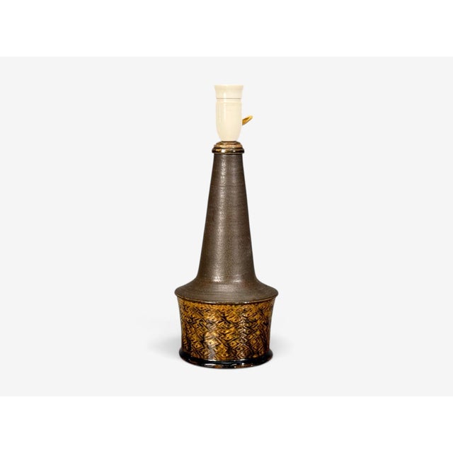 1960s 1960s Nils Kähler, Large Table Lamp, Brown Glazed Stoneware For Sale - Image 5 of 12