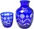 Rustic European Mid 20th Century Handblown Blue Crystal Cut-to-Clear Decanter & Glass Set- 2 Pieces For Sale - Image 3 of 5