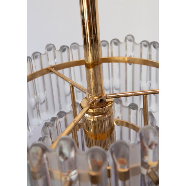 Gold Ceiling Lamp with Ice Crystals and Brass in the style of Kalmar, 1960s For Sale - Image 8 of 9