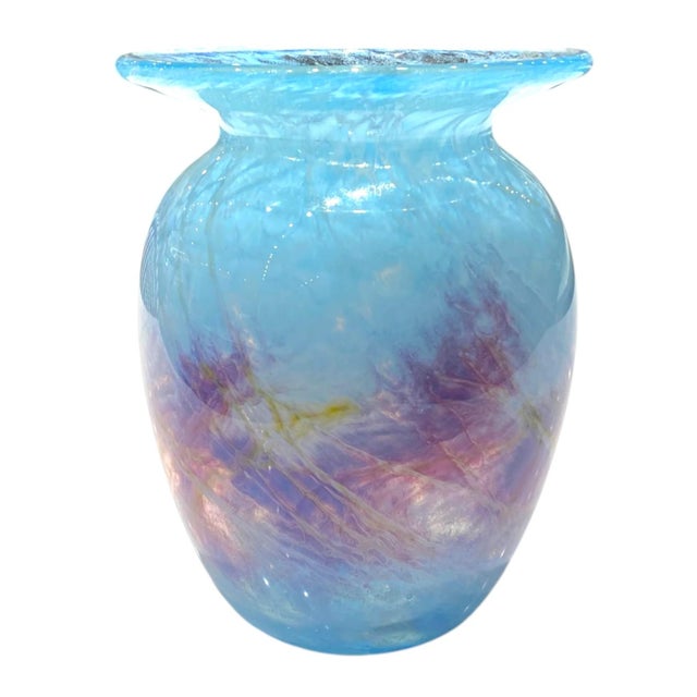 Michael Nourot Signed Art Glass Vase, Blue and Purple Swirl For Sale In San Francisco - Image 6 of 15