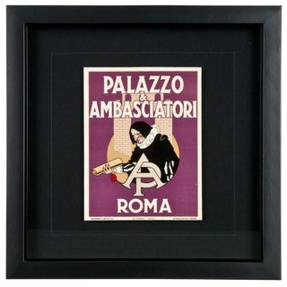 Framed Vintage Palazzo Hotel Luggage Label For Sale