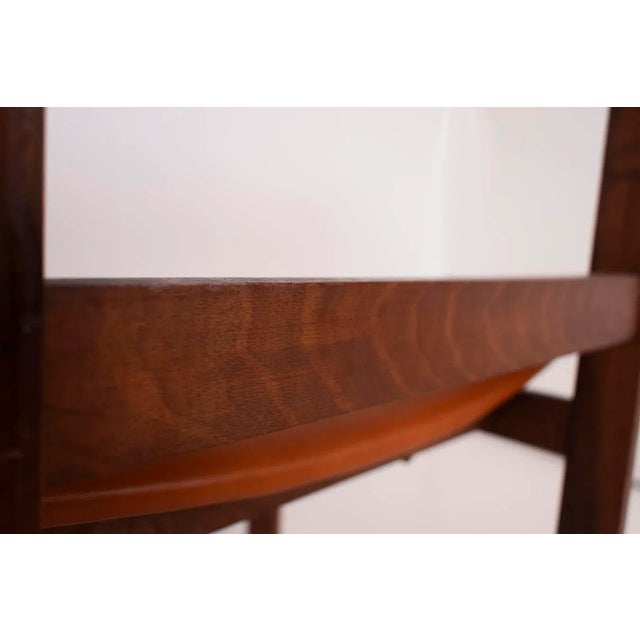 Brown Spanish Rationalist Style Chair in Wood and Leather For Sale - Image 8 of 11