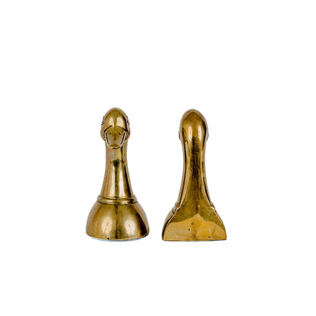 Mid-Century Modern Vintage Mid-to-Late 20th Century Brass Mallard Duck Bookends For Sale - Image 3 of 6