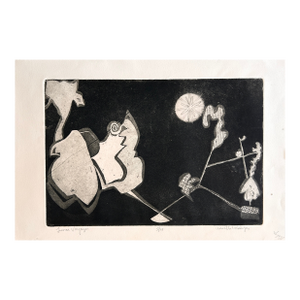 Annette Robyns Signed Etching Mid Century Modern Abstract Surrealist Print