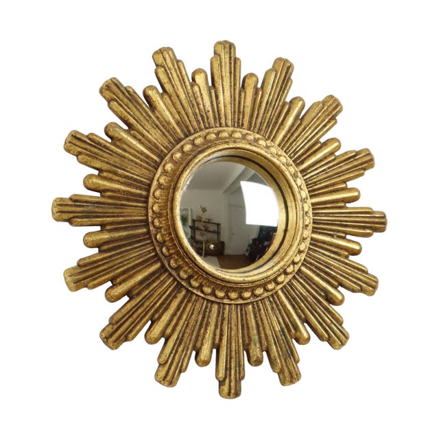 Small Sunburst Mirror in Gold, 1960s For Sale - Image 4 of 15