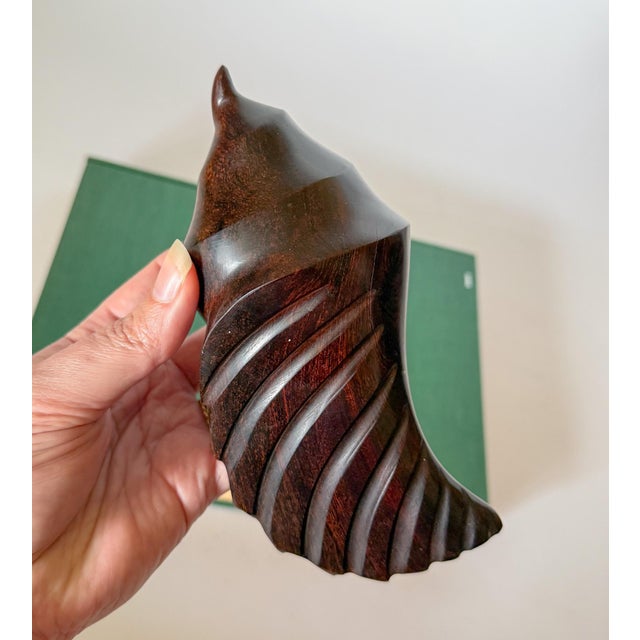 Vintage Large Carved Ironwood Conch Shell Sculpture Objects, a Pair For Sale - Image 10 of 16