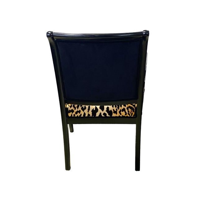 Wood Vintage French Style Lacquer Wood Chair W/ Animal Print Fabric For Sale - Image 7 of 10