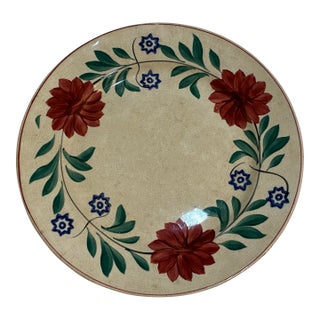 Antique Hand-Painted Floral Plate, c.1900 For Sale