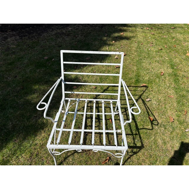 1960s 1960s Mid-Century Patio / Garden 4 Piece Set White Wrought Iron For Sale - Image 5 of 18