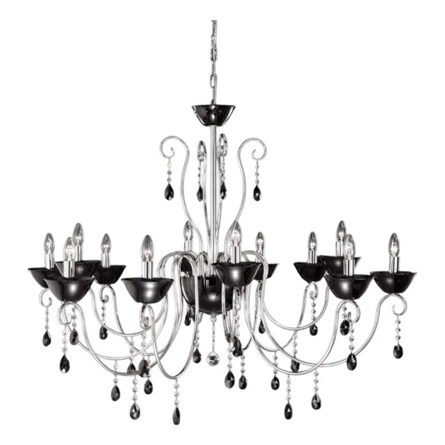 Diva 12 Lights Chandelier in Polished Chrome and Crystal by Aggiolight For Sale
