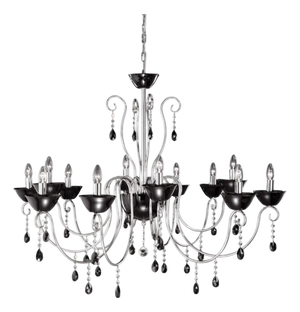 Diva 12 Lights Chandelier in Polished Chrome and Crystal by Aggiolight