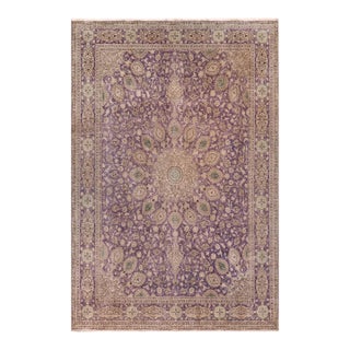 Art Nouveau 1990's Vintage Purple/Green Wool Rug - 9'9'' X 12'11'' For Sale