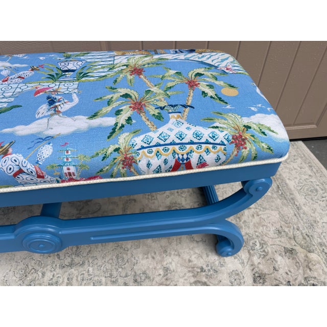 Vintage Hand Painted Chinoiserie Bench For Sale - Image 4 of 14
