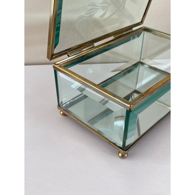Gold Vintage Italian Art Deco Beveled Glass Box, Italy, 1930 For Sale - Image 8 of 18