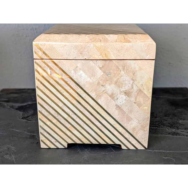 Casa Bique Vintage Casa Bique Tessellated Stone and Brass Box For Sale - Image 4 of 12
