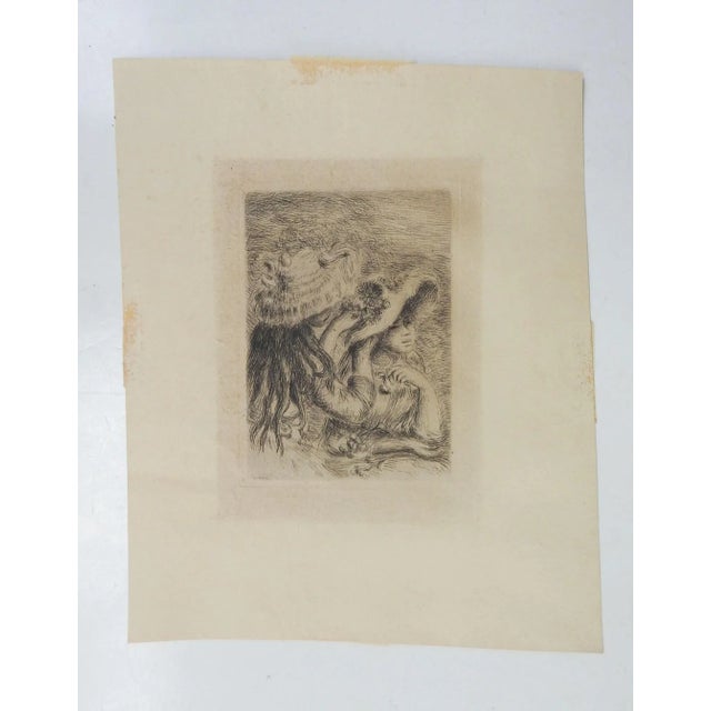 Shabby Chic Early 20th Century Renoir Le Chapeau Epingle Etching For Sale - Image 3 of 4