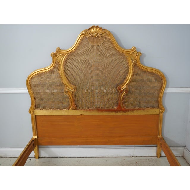 French Antique Gold Gilt Queen Size Cane Back Bed For Sale - Image 3 of 16