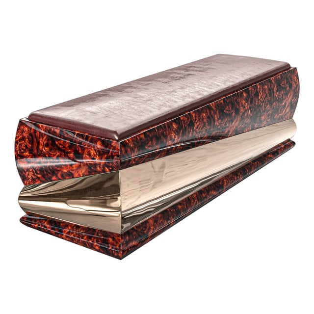 "Riccio" Bench With Bronze and Burl Walnut, Hand Crafted For Sale