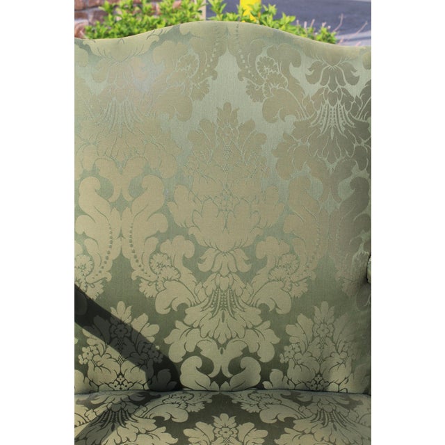 Southwood Mahogany Library Chair With Green Silk Upholstery For Sale - Image 15 of 18