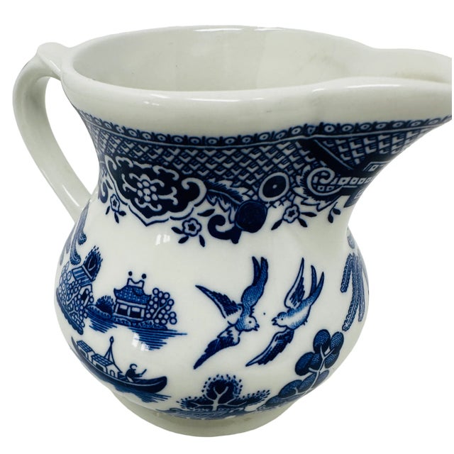 Ceramic Vintage Churchill Blue & White Willow Ware Creamer Made in England For Sale - Image 7 of 10