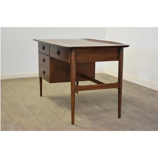 1960s Refinished Walnut Mid Century Desk For Sale - Image 4 of 10