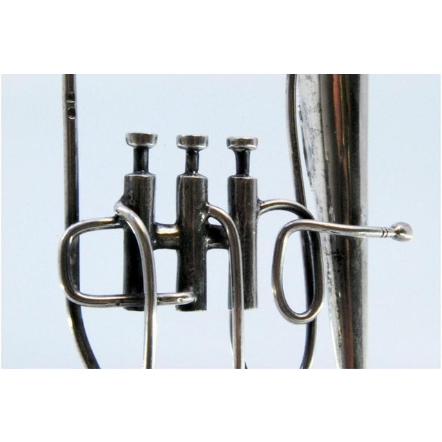 Silver Toothpick Holder with Tuba, in Very Good conditions. Designed 1890 to 1919 This piece has an attribution mark, I am...