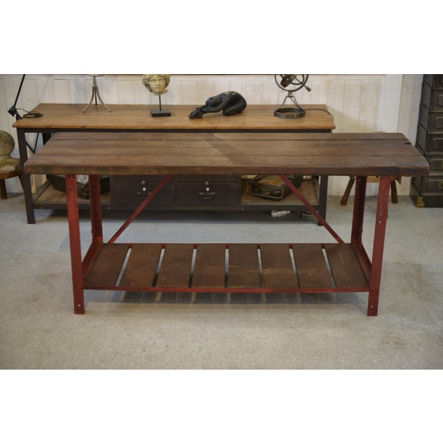 Brown Vintage Industrial Workbench, 1950s For Sale - Image 8 of 15