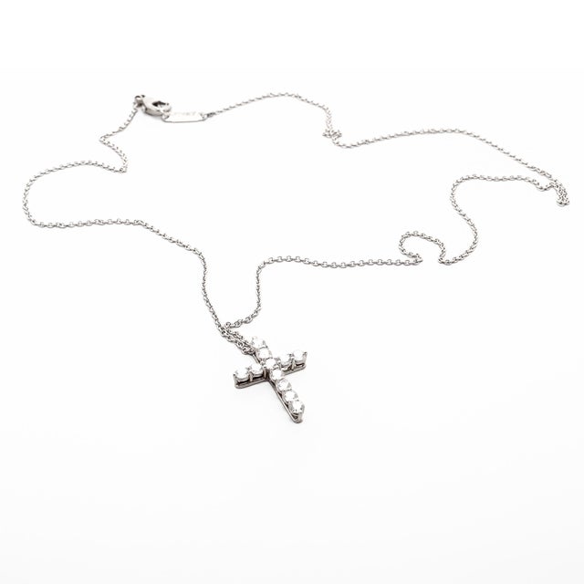 Tiffany & Co. Platinum & Diamond Pendant Cross 16-Inch Necklace For Sale - Image 10 of 18