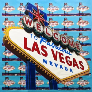 1990s Steve Kaufman, Welcome to Fabulous Las Vegas (Large Unique Painting)