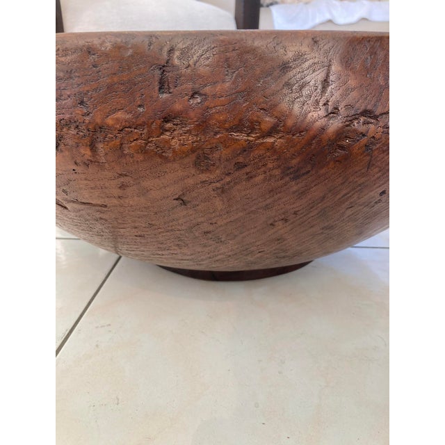 Large Rustic Teak Wood Bowl For Sale In Palm Springs - Image 6 of 8