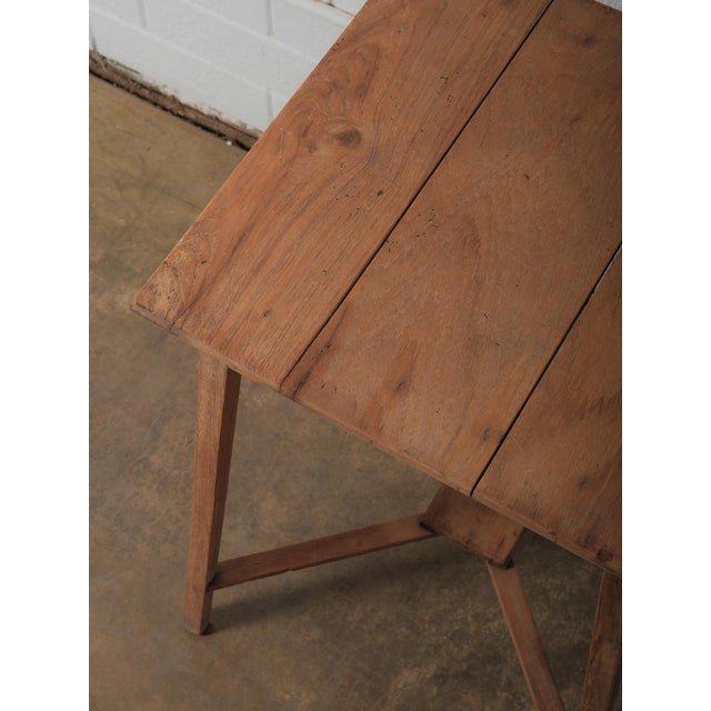 Farmhouse Late 20th Century Rustic Slat Top Wooden Table For Sale - Image 3 of 4