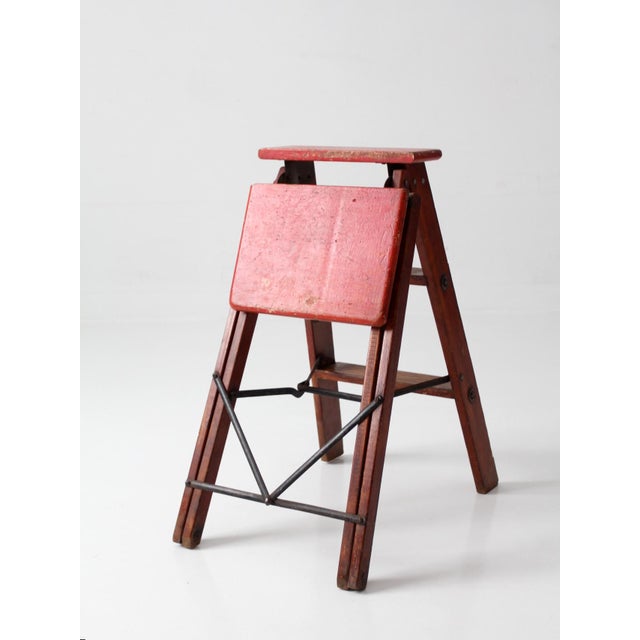 Mid-Century Wood Folding Step Ladder Stool For Sale - Image 13 of 18