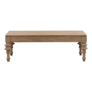 Turned Leg Natural Wood Coffee Table For Sale