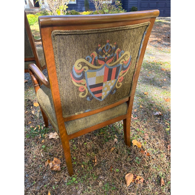 French Empire Style Armchairs With Heraldic Crests, a Pair For Sale - Image 10 of 17