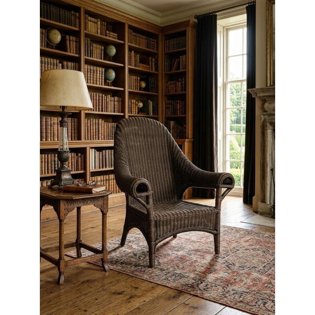 Arts & Crafts Rattan and Wicker Pair of Armchairs For Sale - Image 4 of 4