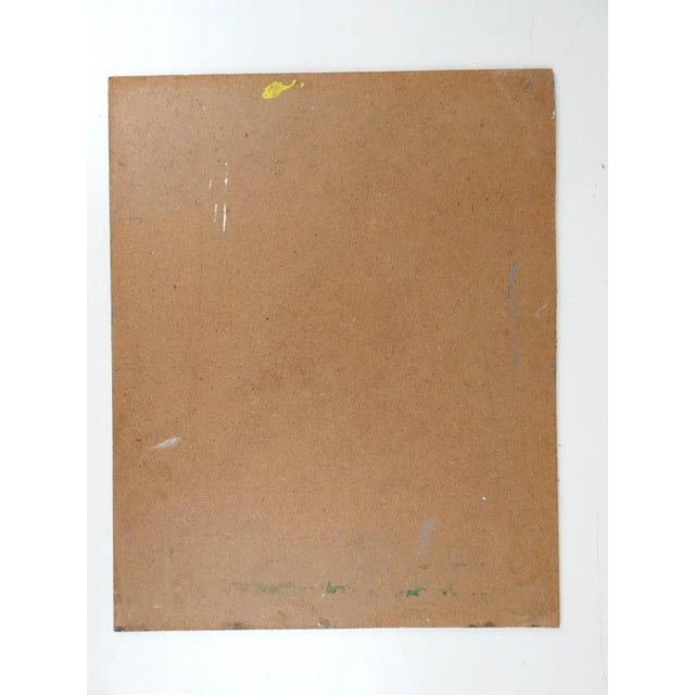 Wood Vintage Late 20th Century Abstract Woman in Red Gown Portrait Painting For Sale - Image 7 of 7