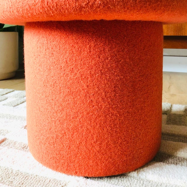 Mushroom Ottoman in Carrot Wool For Sale - Image 10 of 11