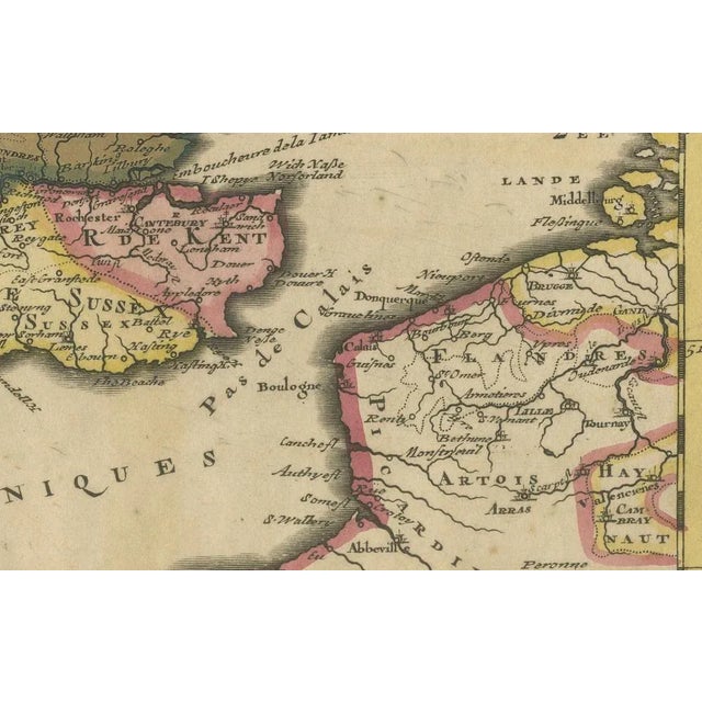 Paper Hand-Colored Map of the British Isles by Gerard Valk, 1700 For Sale - Image 7 of 11