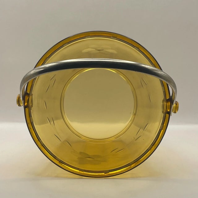 Glass 1930’s Amber Etched Glass Ice Bucket For Sale - Image 7 of 12