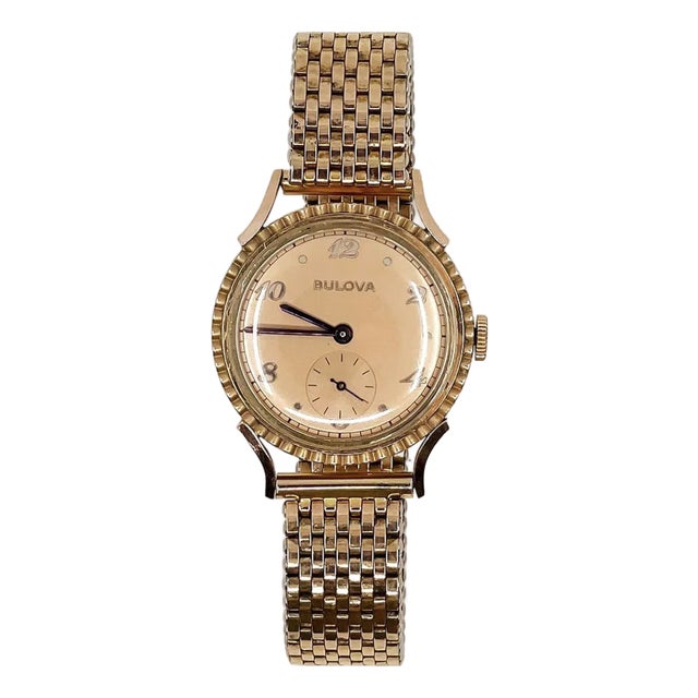 1940s Rare Bulova Treasurer "Bottle Cap" Sub Second Winding Watch Rose Gold For Sale